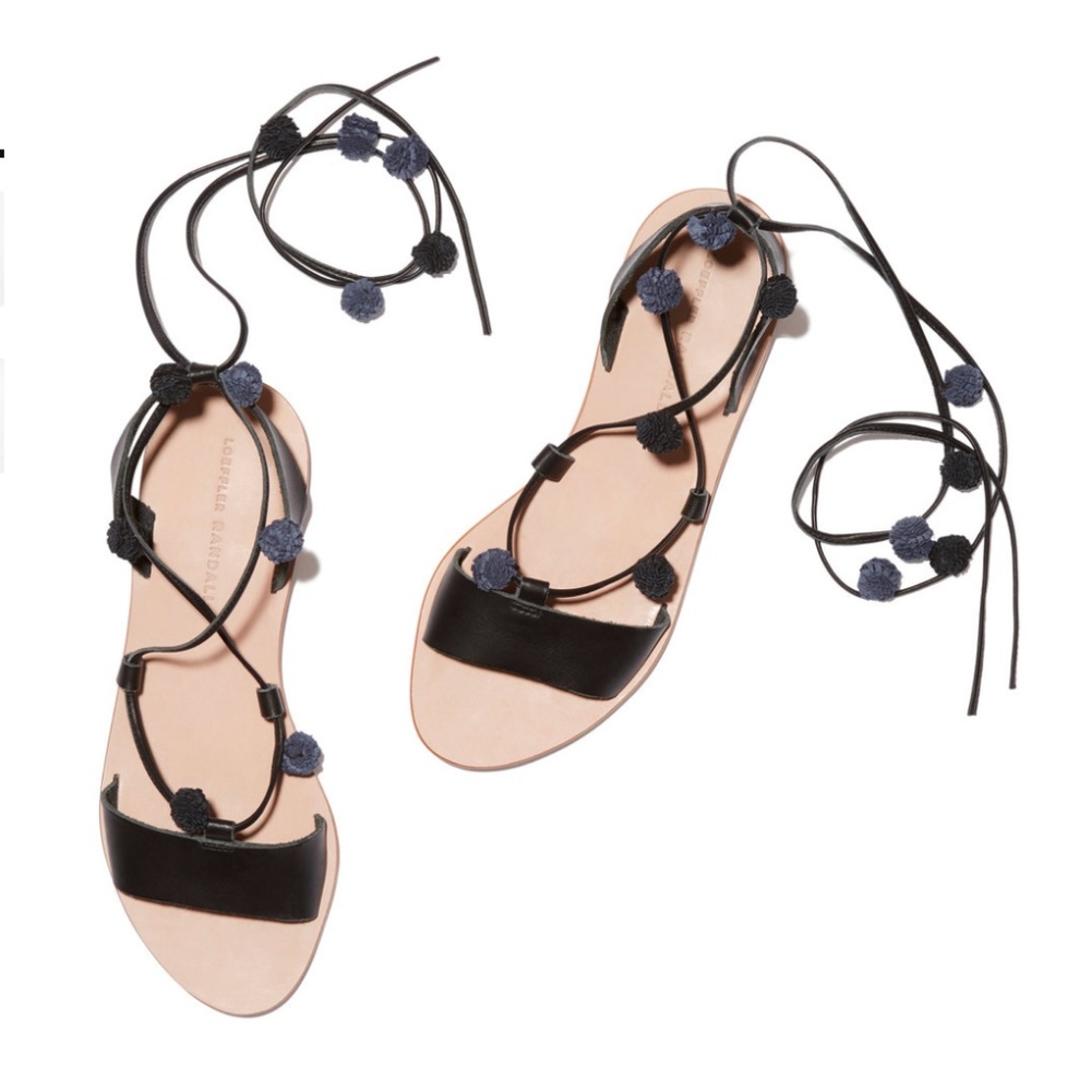 Loeffler Randall Saskia Pom Pom Leather Sandals